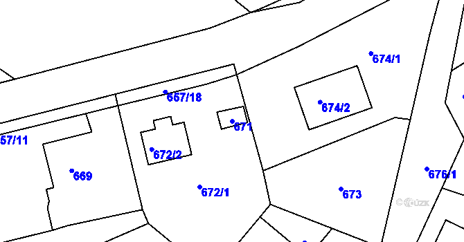 Parcela st. 671 v KÚ Běštín, Katastrální mapa