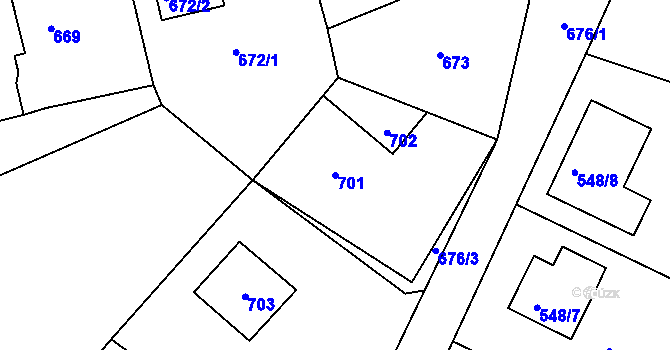 Parcela st. 701 v KÚ Běštín, Katastrální mapa