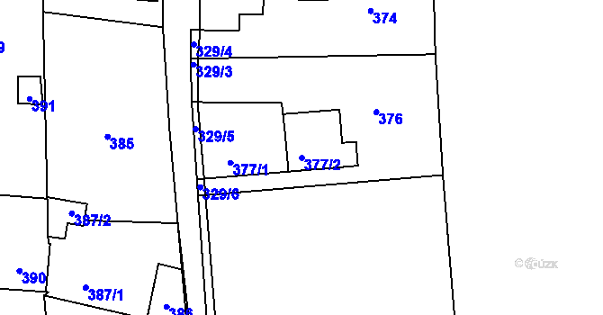 Parcela st. 377/2 v KÚ Běštín, Katastrální mapa