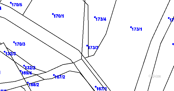 Parcela st. 173/3 v KÚ Běštín, Katastrální mapa