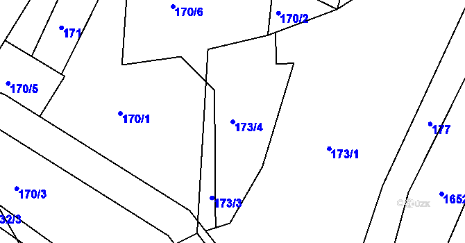 Parcela st. 173/4 v KÚ Běštín, Katastrální mapa