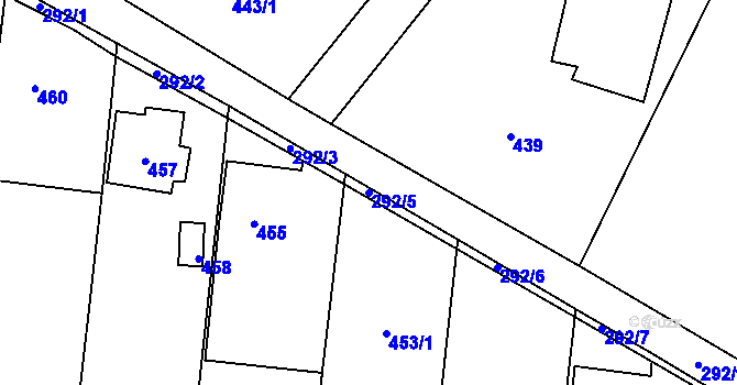 Parcela st. 292/5 v KÚ Běštín, Katastrální mapa