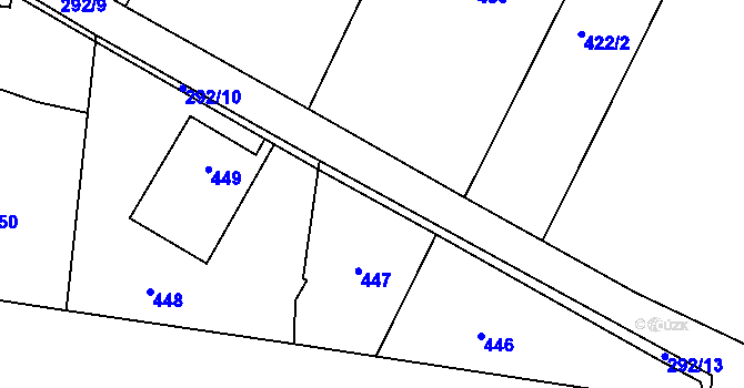 Parcela st. 292/12 v KÚ Běštín, Katastrální mapa