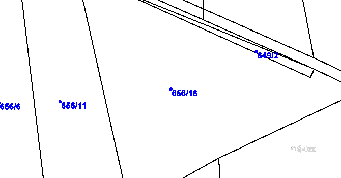 Parcela st. 656/16 v KÚ Běštín, Katastrální mapa