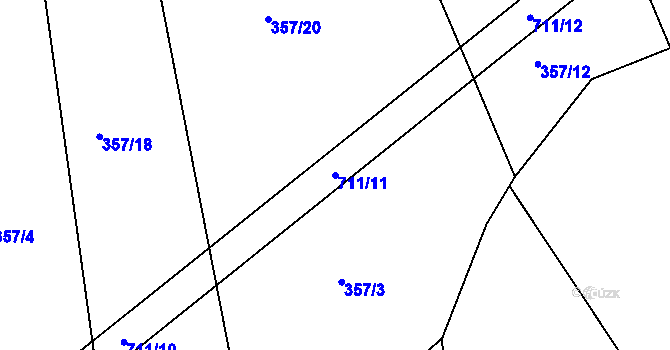 Parcela st. 711/11 v KÚ Běštín, Katastrální mapa