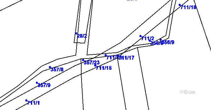 Parcela st. 711/16 v KÚ Běštín, Katastrální mapa