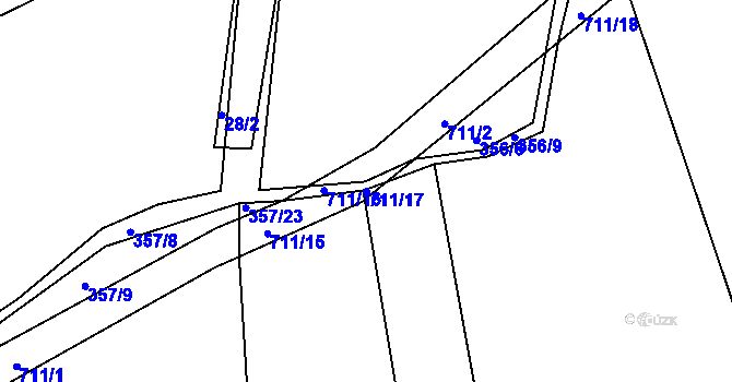 Parcela st. 711/17 v KÚ Běštín, Katastrální mapa