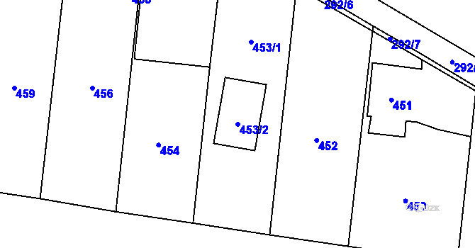 Parcela st. 453/2 v KÚ Běštín, Katastrální mapa