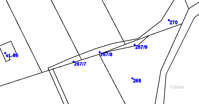 Parcela st. 267/8 v KÚ Bezděčí u Trnávky, Katastrální mapa