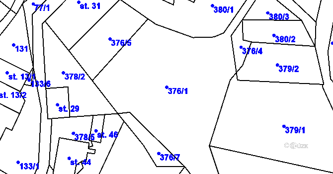 Parcela st. 376/1 v KÚ Bezděčí u Velkých Opatovic, Katastrální mapa