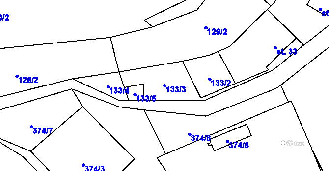Parcela st. 133/3 v KÚ Bezděčí u Velkých Opatovic, Katastrální mapa