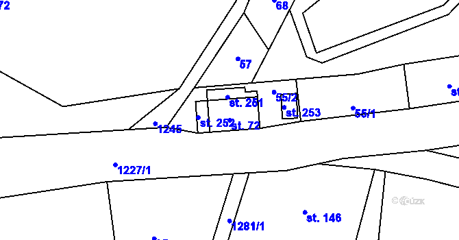 Parcela st. 72 v KÚ Bezděčín u Jablonce nad Nisou, Katastrální mapa