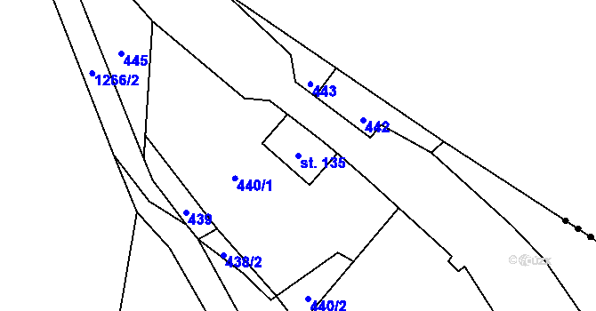 Parcela st. 135 v KÚ Bezděčín u Jablonce nad Nisou, Katastrální mapa