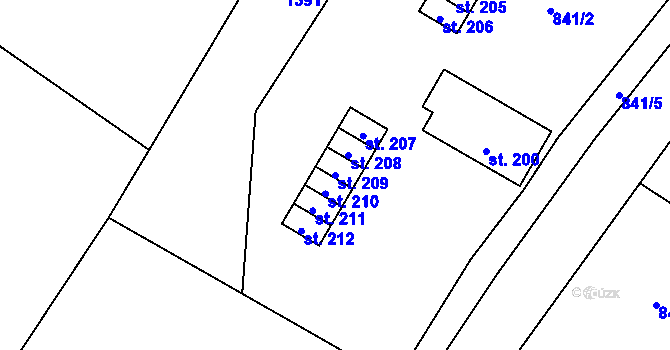 Parcela st. 209 v KÚ Bezděčín u Jablonce nad Nisou, Katastrální mapa