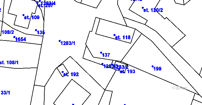 Parcela st. 137 v KÚ Bezděčín u Jablonce nad Nisou, Katastrální mapa