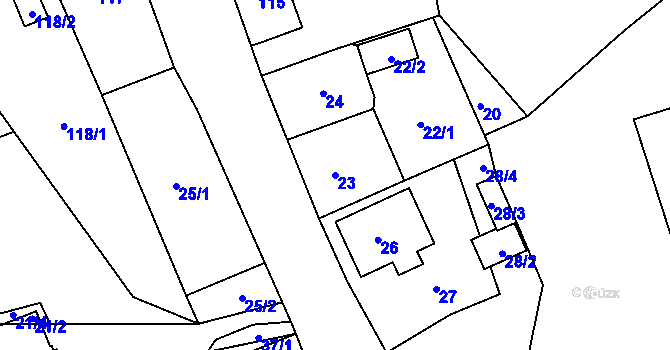 Parcela st. 23 v KÚ Jílové u Hodkovic nad Mohelkou, Katastrální mapa