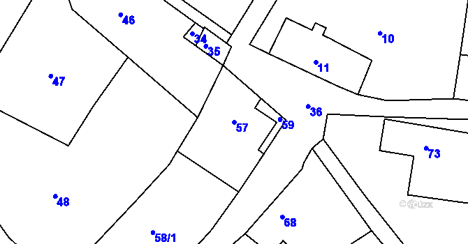 Parcela st. 57 v KÚ Jílové u Hodkovic nad Mohelkou, Katastrální mapa
