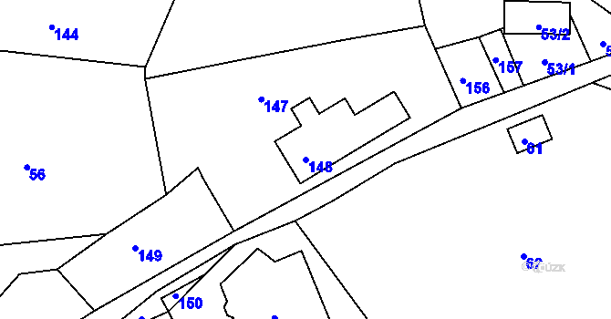 Parcela st. 148 v KÚ Jílové u Hodkovic nad Mohelkou, Katastrální mapa