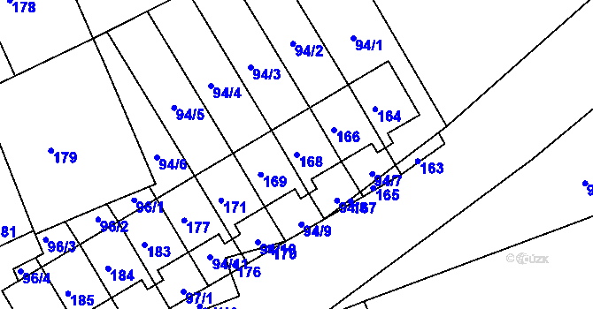 Parcela st. 168 v KÚ Jílové u Hodkovic nad Mohelkou, Katastrální mapa