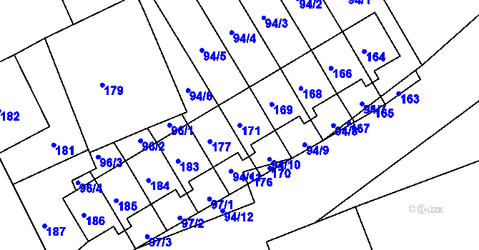 Parcela st. 171 v KÚ Jílové u Hodkovic nad Mohelkou, Katastrální mapa