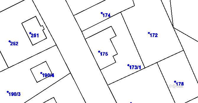 Parcela st. 175 v KÚ Jílové u Hodkovic nad Mohelkou, Katastrální mapa