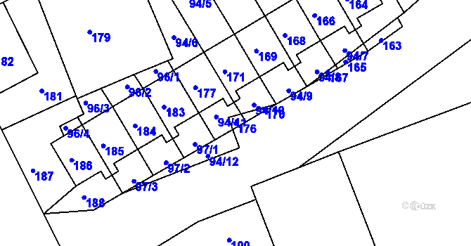 Parcela st. 176 v KÚ Jílové u Hodkovic nad Mohelkou, Katastrální mapa