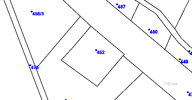 Parcela st. 452 v KÚ Jílové u Hodkovic nad Mohelkou, Katastrální mapa