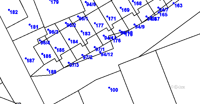 Parcela st. 94/12 v KÚ Jílové u Hodkovic nad Mohelkou, Katastrální mapa