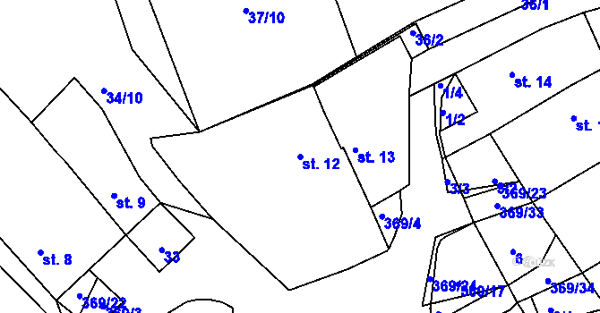 Parcela st. 12 v KÚ Bezděčín na Moravě, Katastrální mapa
