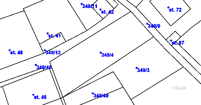 Parcela st. 349/4 v KÚ Bezděčín na Moravě, Katastrální mapa