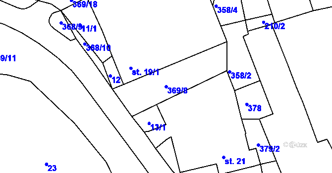 Parcela st. 369/8 v KÚ Bezděčín na Moravě, Katastrální mapa