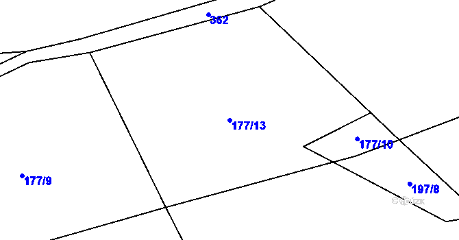 Parcela st. 177/13 v KÚ Bezděčín na Moravě, Katastrální mapa