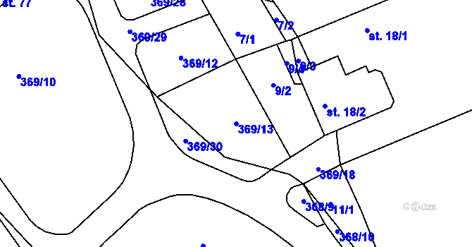 Parcela st. 369/13 v KÚ Bezděčín na Moravě, Katastrální mapa