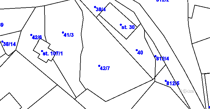 Parcela st. 42/4 v KÚ Bezdědice, Katastrální mapa