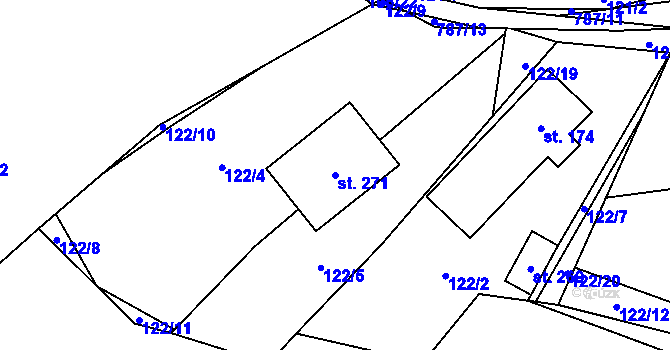 Parcela st. 271 v KÚ Bezdědovice, Katastrální mapa
