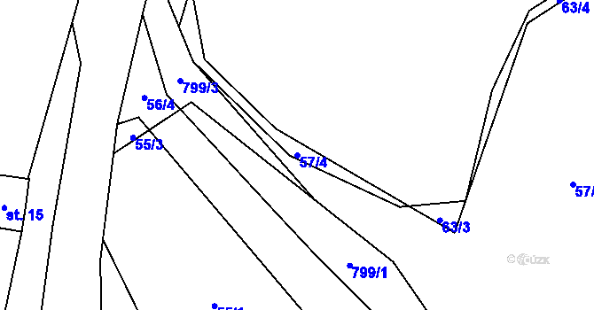 Parcela st. 57/4 v KÚ Bezdědovice, Katastrální mapa