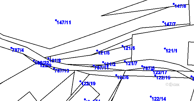 Parcela st. 121/5 v KÚ Bezdědovice, Katastrální mapa