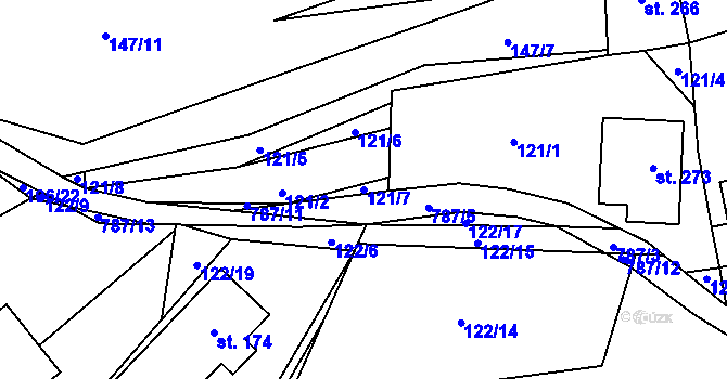 Parcela st. 121/7 v KÚ Bezdědovice, Katastrální mapa