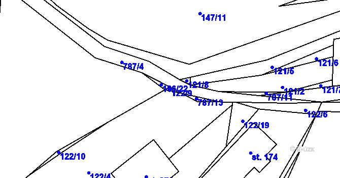 Parcela st. 122/9 v KÚ Bezdědovice, Katastrální mapa