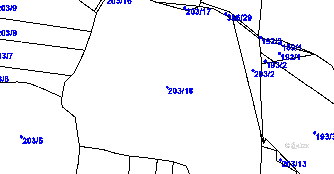 Parcela st. 203/18 v KÚ Bezdědovice, Katastrální mapa