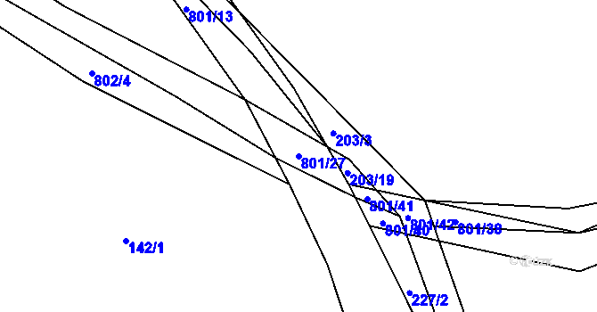 Parcela st. 801/27 v KÚ Bezdědovice, Katastrální mapa