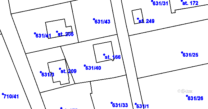 Parcela st. 166 v KÚ Bezdědovice, Katastrální mapa