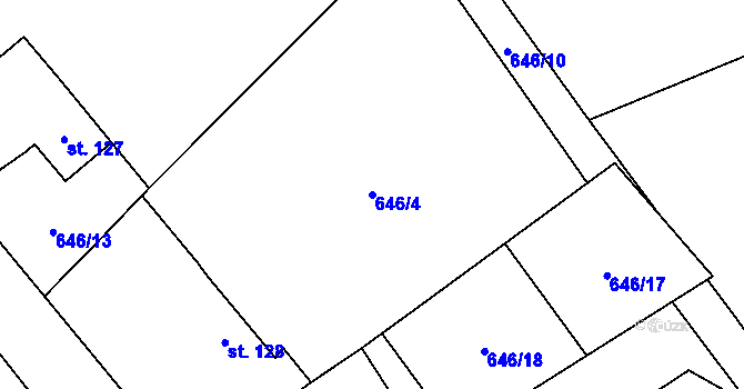Parcela st. 646/4 v KÚ Bezdědovice, Katastrální mapa