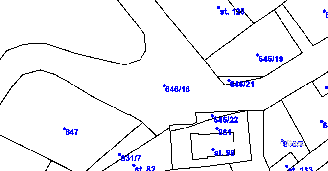 Parcela st. 646/16 v KÚ Bezdědovice, Katastrální mapa