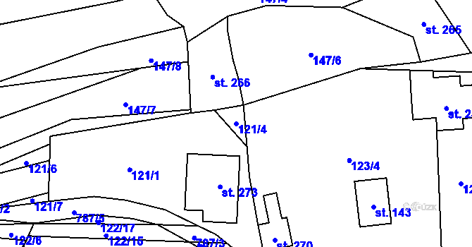 Parcela st. 121/4 v KÚ Bezdědovice, Katastrální mapa