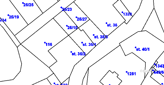 Parcela st. 35/1 v KÚ Bezděkov u Klatov, Katastrální mapa