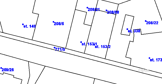Parcela st. 153/1 v KÚ Bezděkov u Klatov, Katastrální mapa