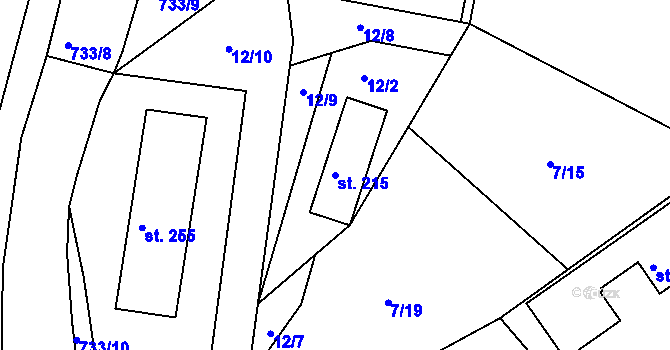 Parcela st. 215 v KÚ Bezděkov u Klatov, Katastrální mapa