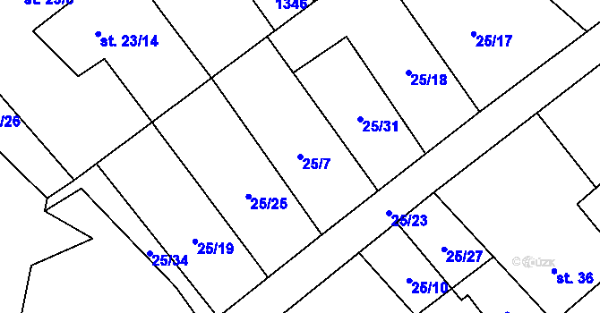 Parcela st. 25/7 v KÚ Bezděkov u Klatov, Katastrální mapa