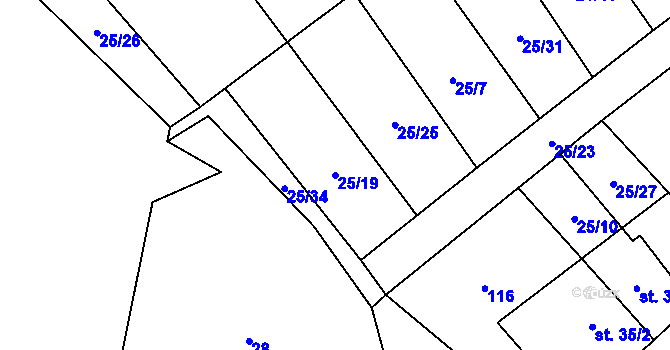 Parcela st. 25/19 v KÚ Bezděkov u Klatov, Katastrální mapa